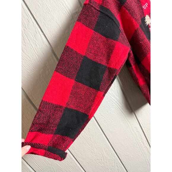 Vintage Earth Ragz Buffalo Plaid Hoodie Pullover Up North Minnesota Medium Y2K - Picture 2 of 5